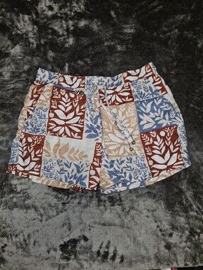 Sigrid Olsen Floral Patchwork Drawstring Women’s Shorts Multicolor Sz M Coastal